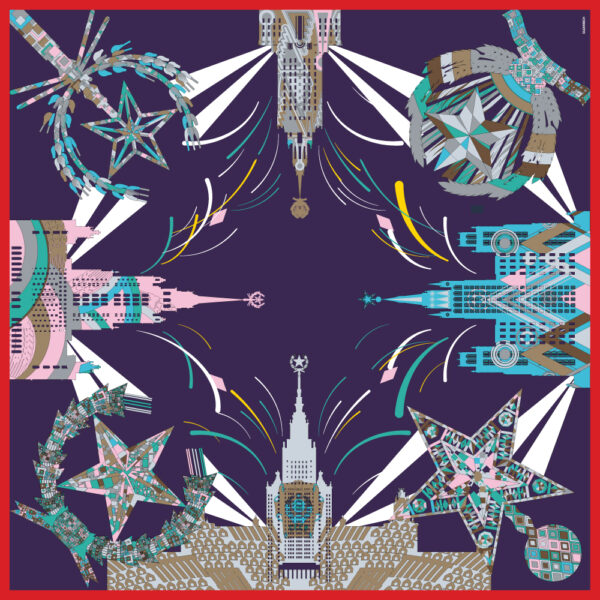 Silk scarf "Moscow stars" 1