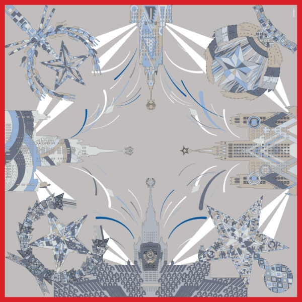 Silk scarf "Moscow stars"2